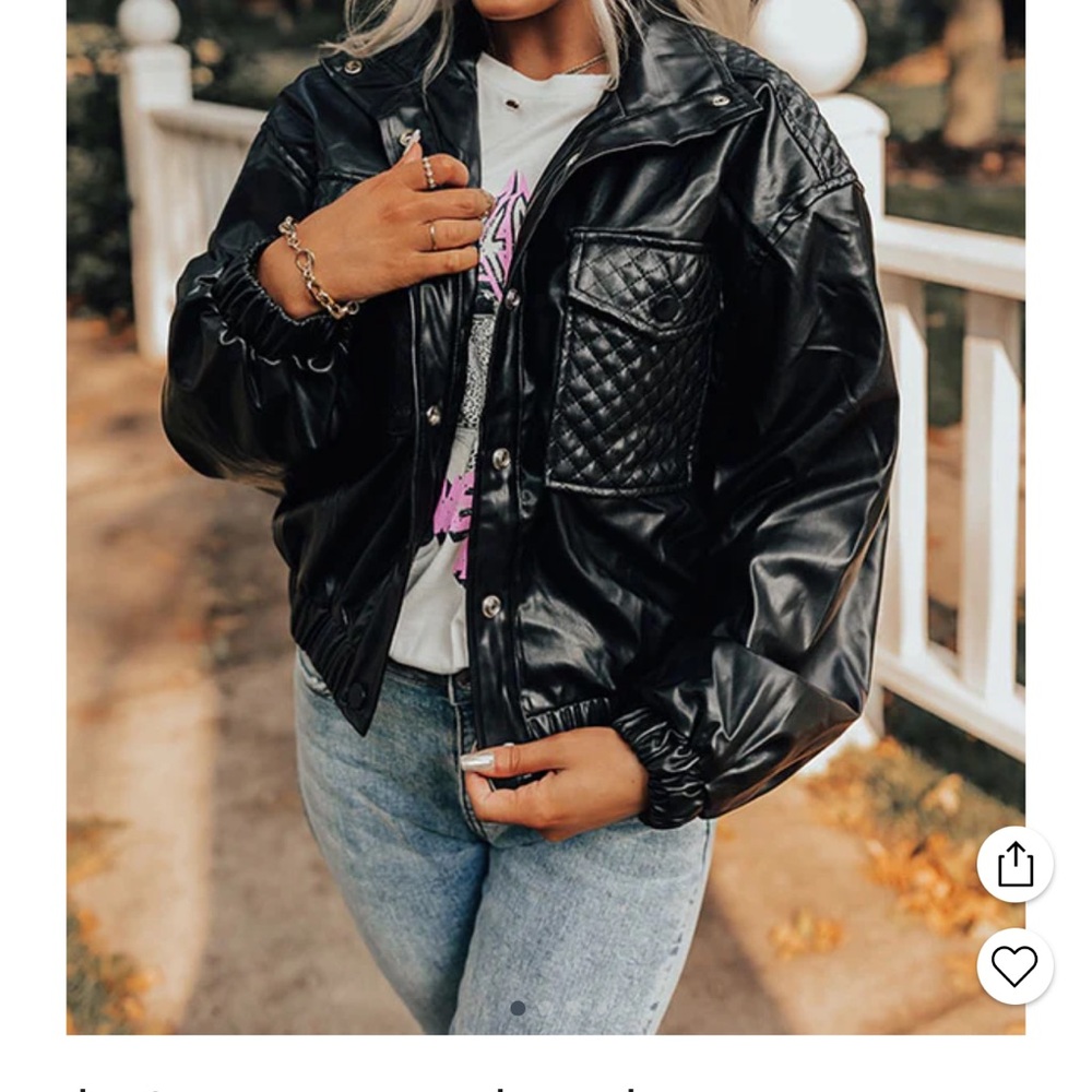Faux leather stylish black jacket